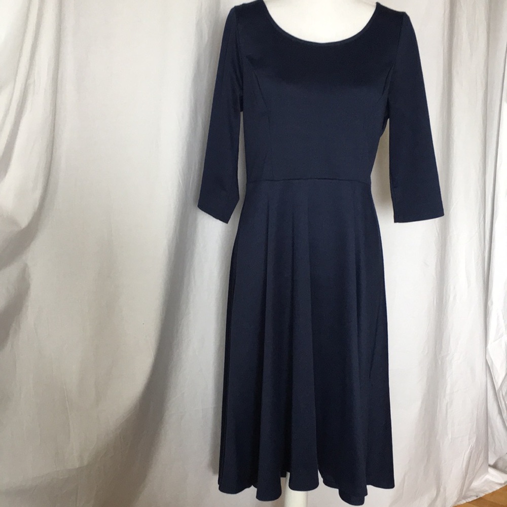 Navy Hi Lo Knit Swing Dress